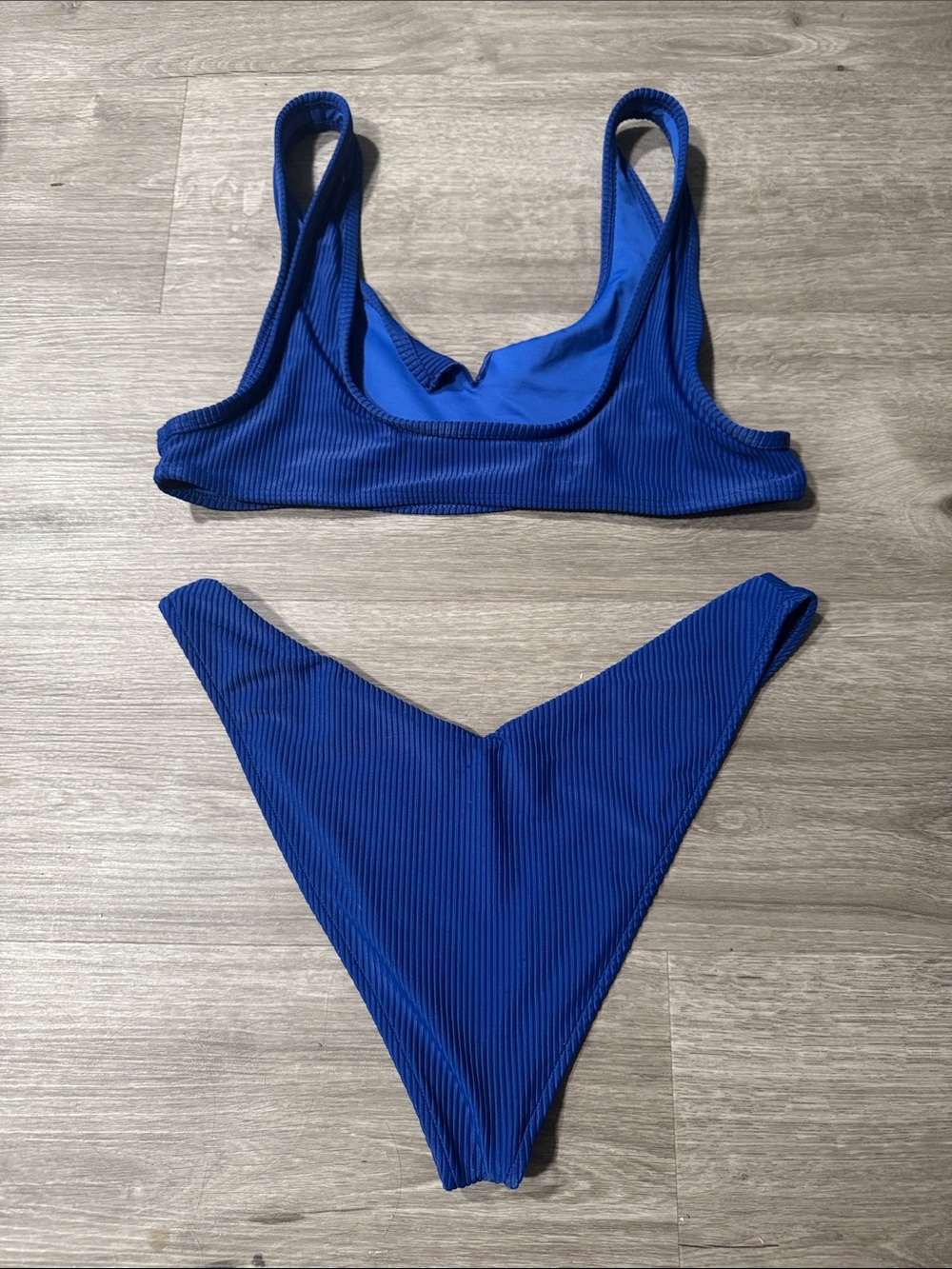 Frankie’s Bikinis Cole Ribbed Top Matching Enzo Ribbed Bottoms Cerulean Blue - Picture 3 of 8